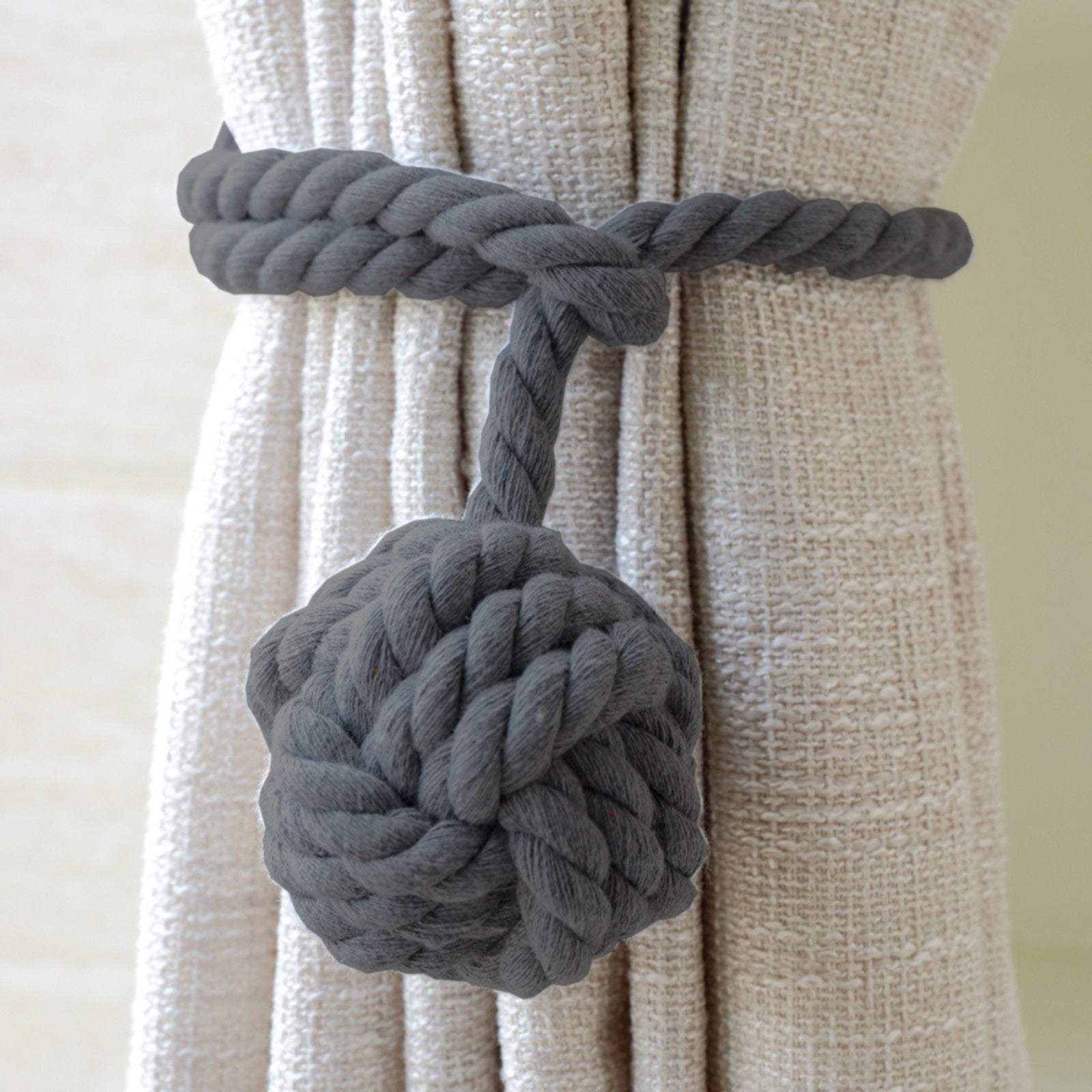 Ball Rope Curtain Tie Backs (Dark Grey)