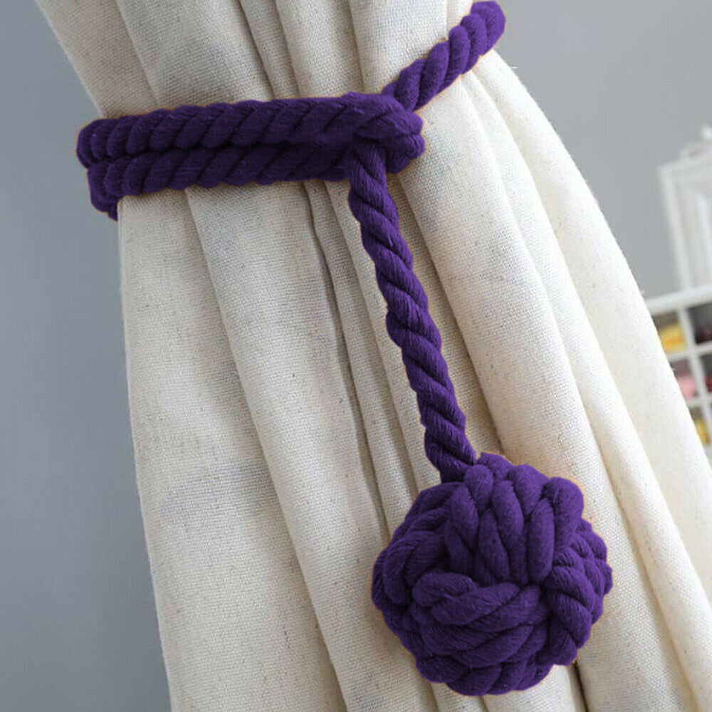 Ball Rope Curtain Tie Backs (Aubergine)