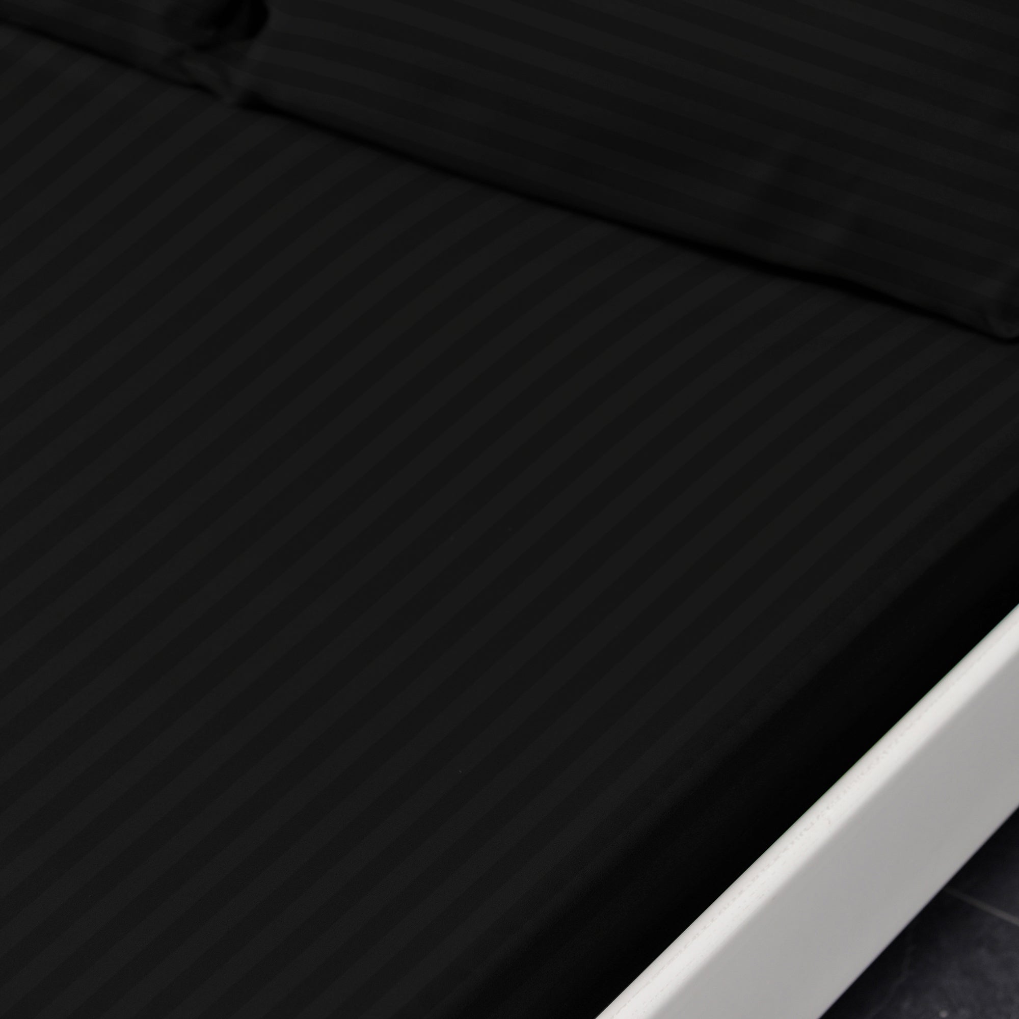 Striped Microfibre Fitted Bed Sheet (Black)