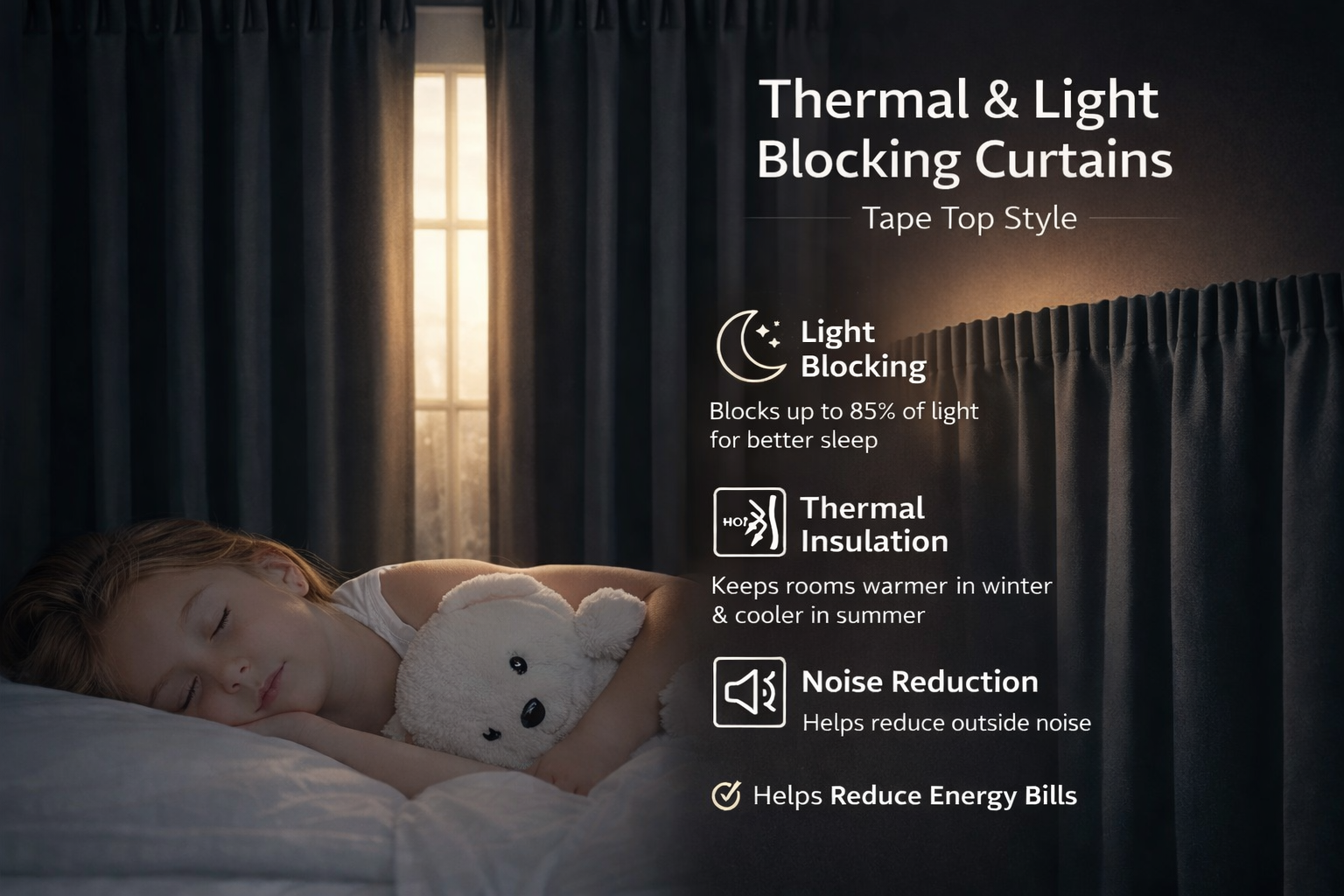 Thermal Blackout Ready Made Pencil Pleat Tape Top Curtains + Tie Backs (Aubergine)