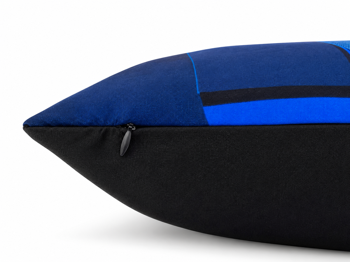 3D Gamer Digital Print Cushion Cover – Blue & Black – 18" × 18"