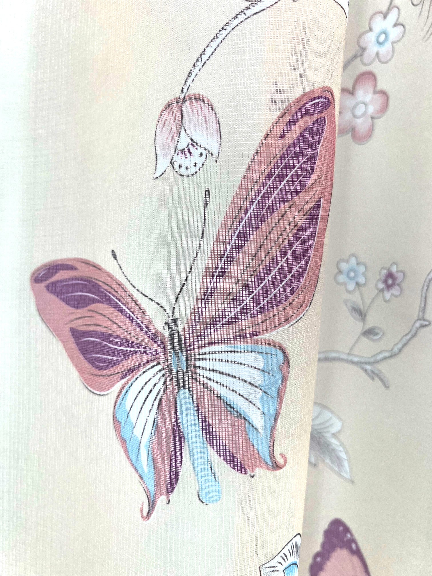 Butterfly Voile Panel With Rod Slot (Cream)