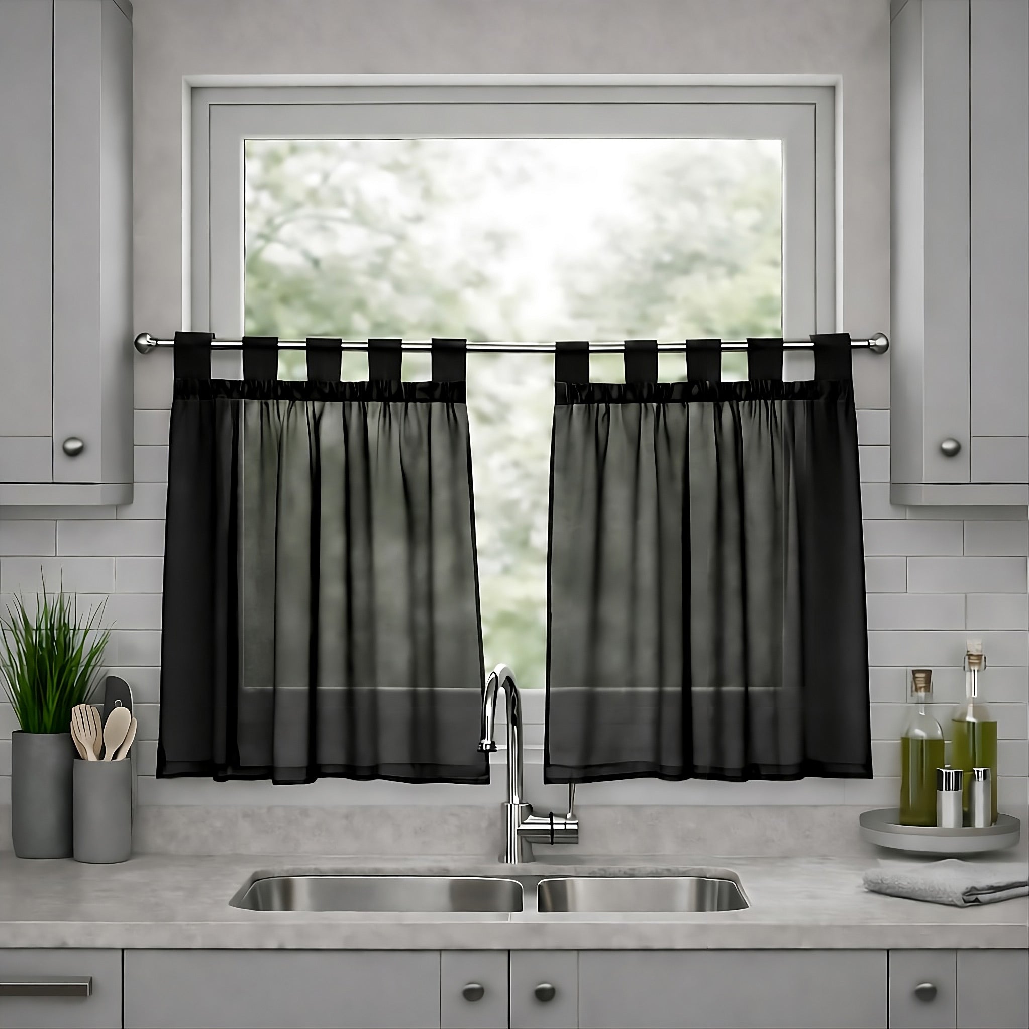 Lucy Pair Voile Tab Top Cafe Curtain Panels