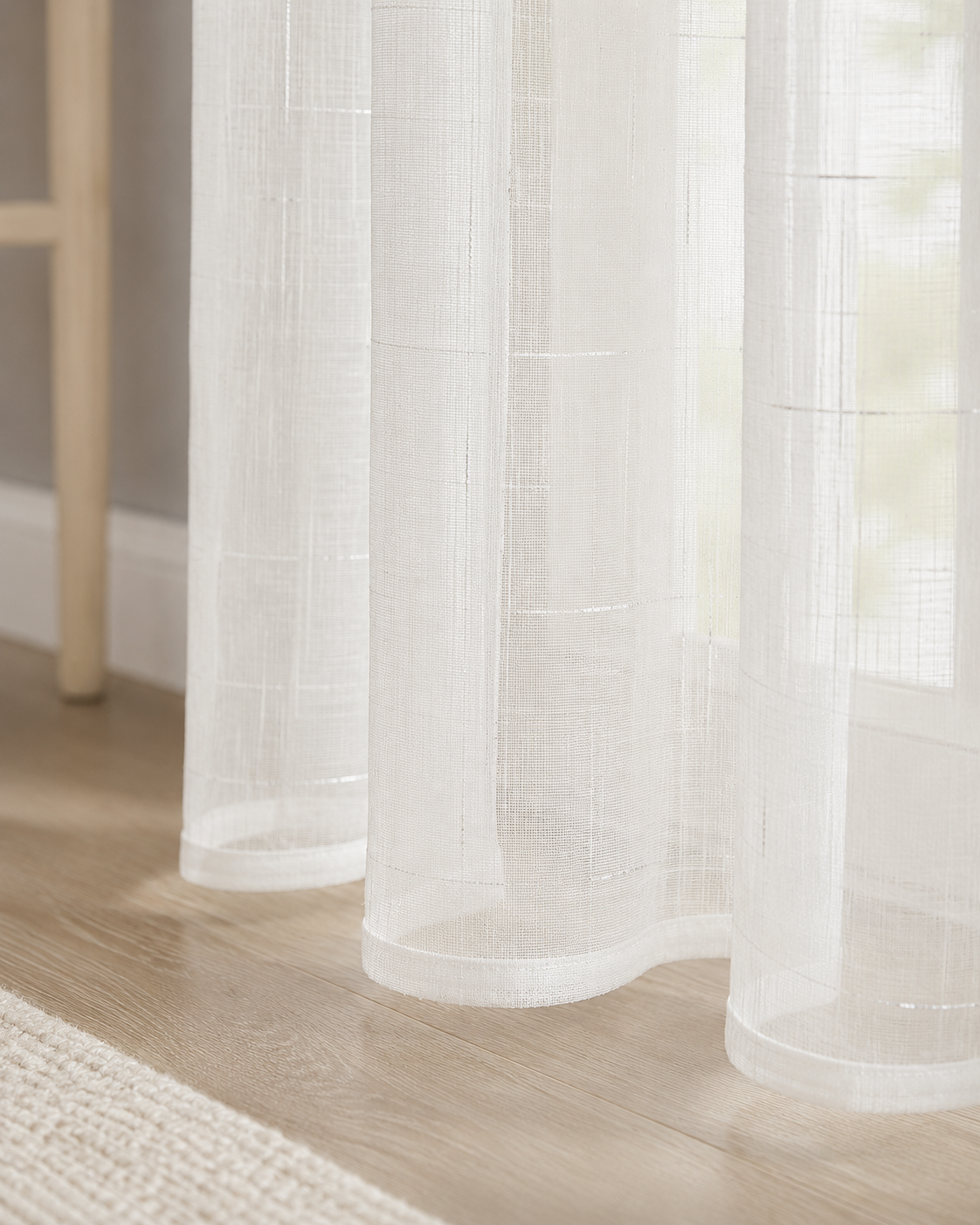 Celeste Voile Slot Top Curtain Panel - Elegant Metallic Silver Threads (White)