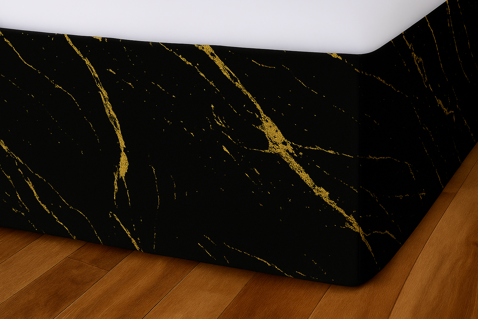 Elyse Elasticated Divan Bed Valance Black With Gold Foil (Black)