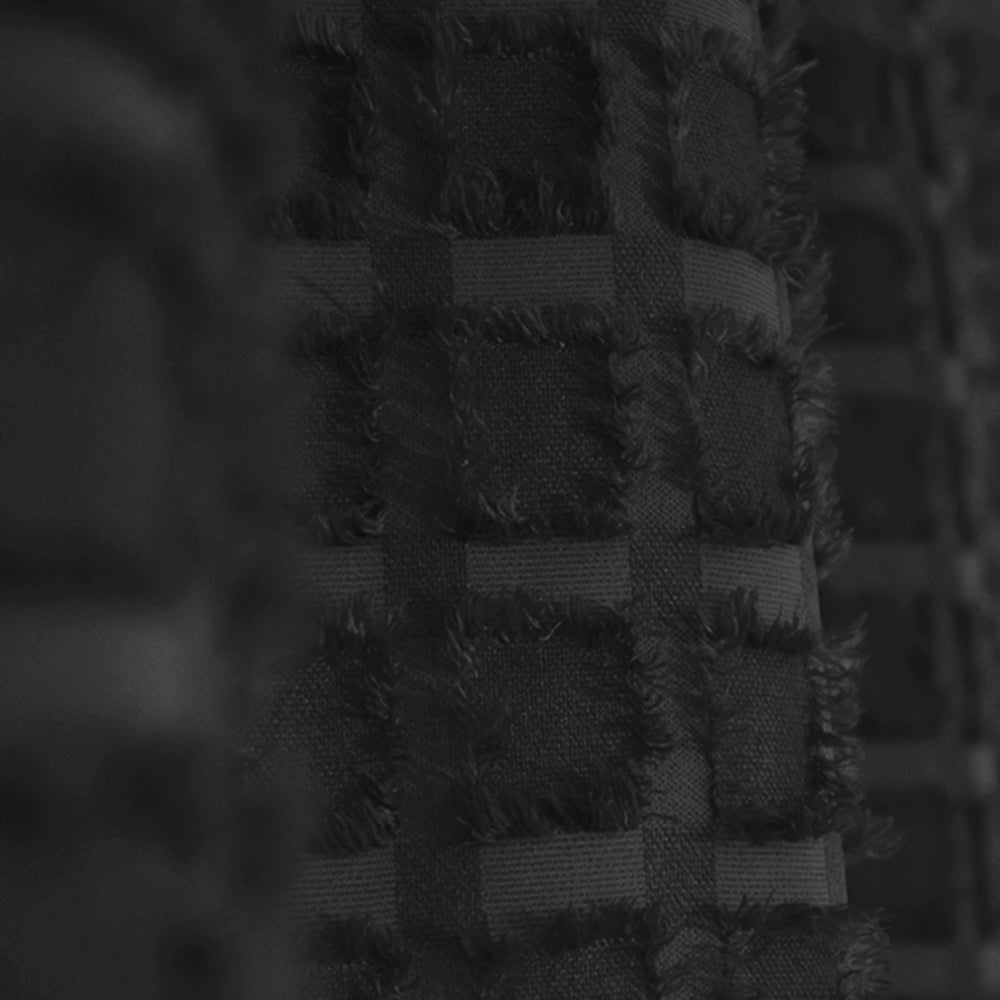 Elsa Square Fur Fabric Lined Eyelet Curtains (Black)