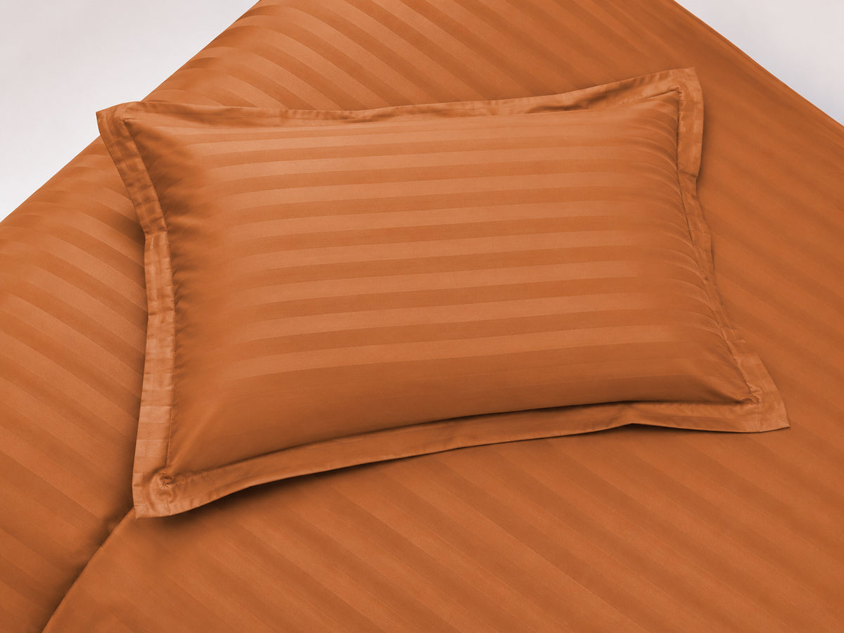 Striped Duvet Cover Bedding Set With Pillowcase (Orange)