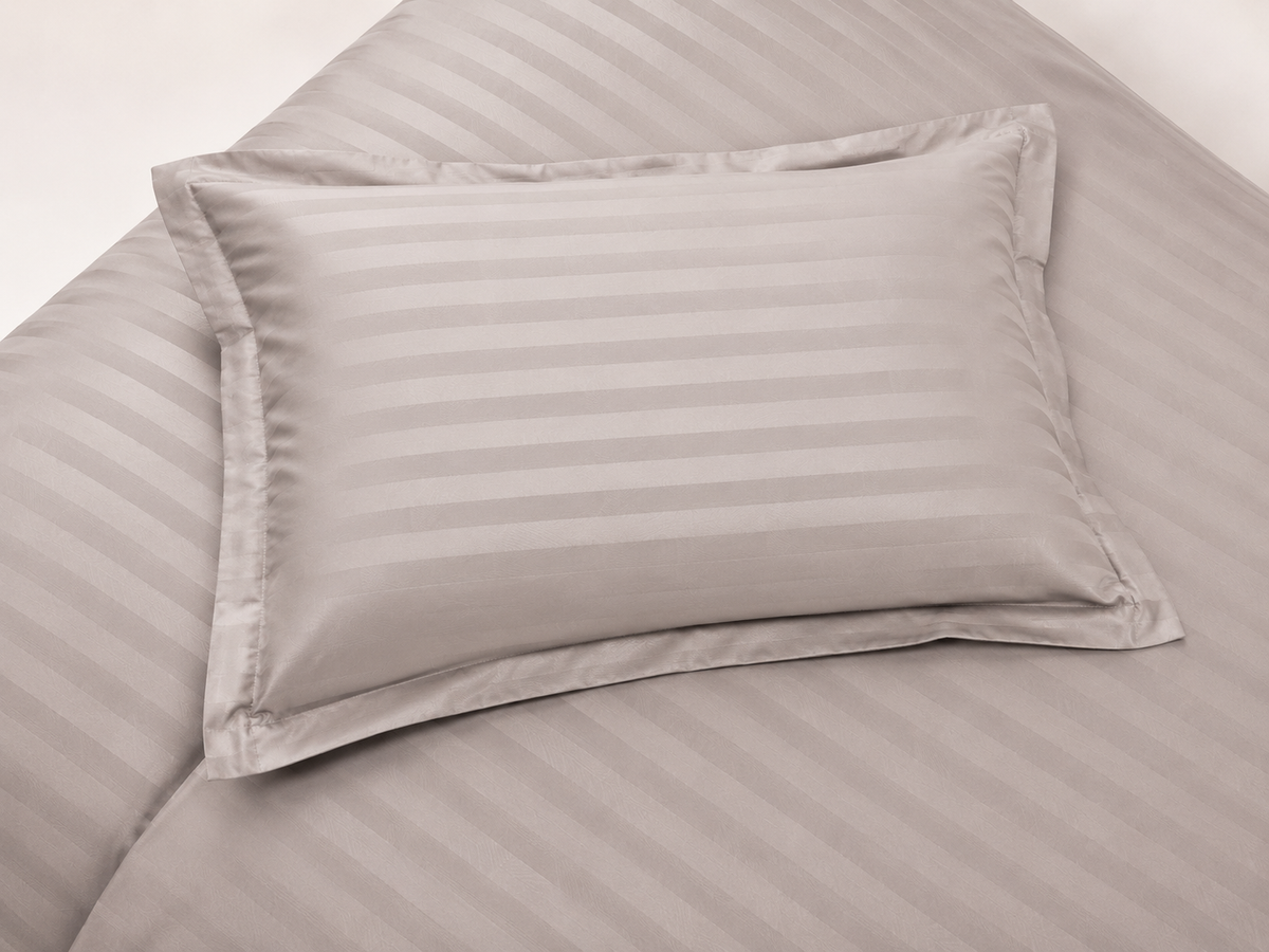 Striped Duvet Cover Bedding Set With Pillowcase (Mink Stone)