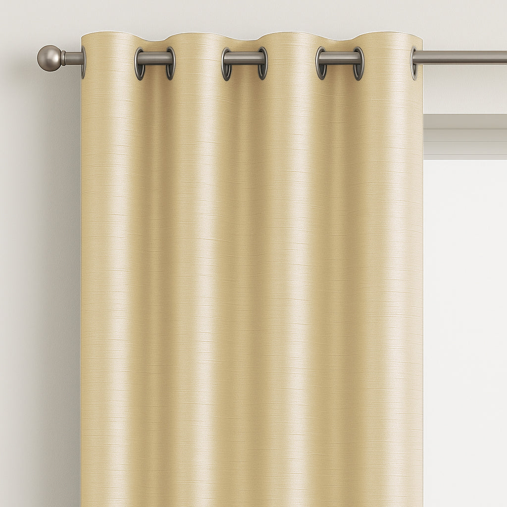 Faux Silk Eyelet Fully Lined Curtains (Cream)
