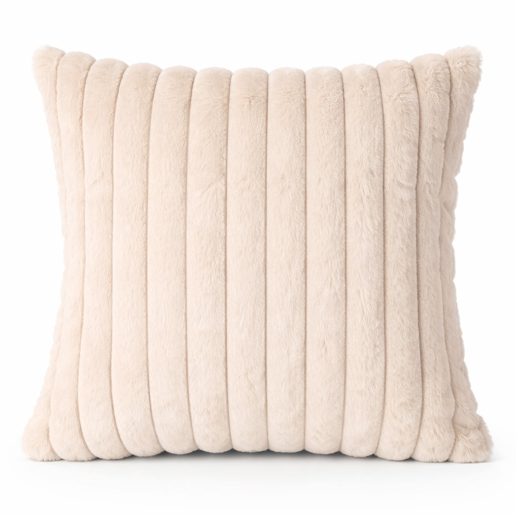 Ribbed Faux Fur Cushion Cover – Soft Plush Decorative Pillow (Multiple Colours and Sizes)