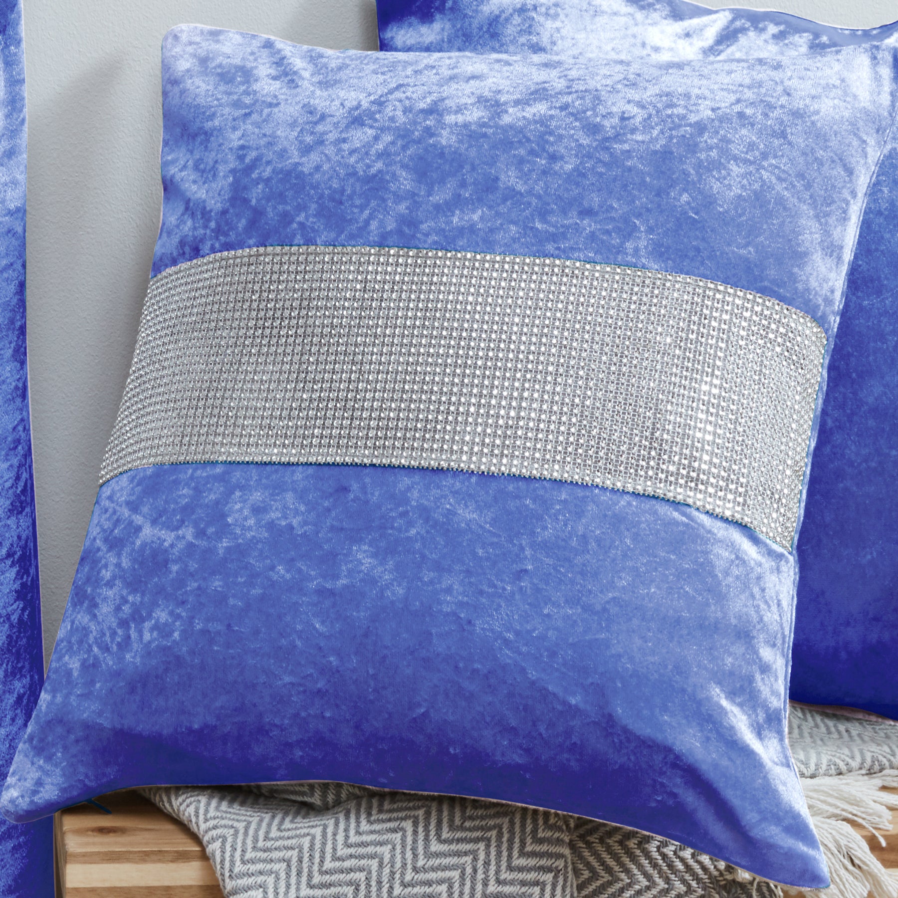 Crushed Velvet Diamante Cushion Covers 20 x 20"