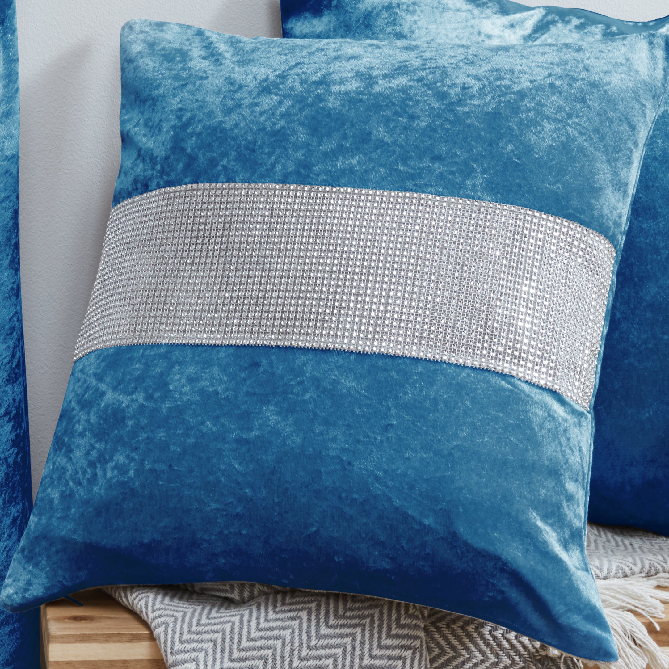 Crushed Velvet Diamante Cushion Covers 18 x 18"