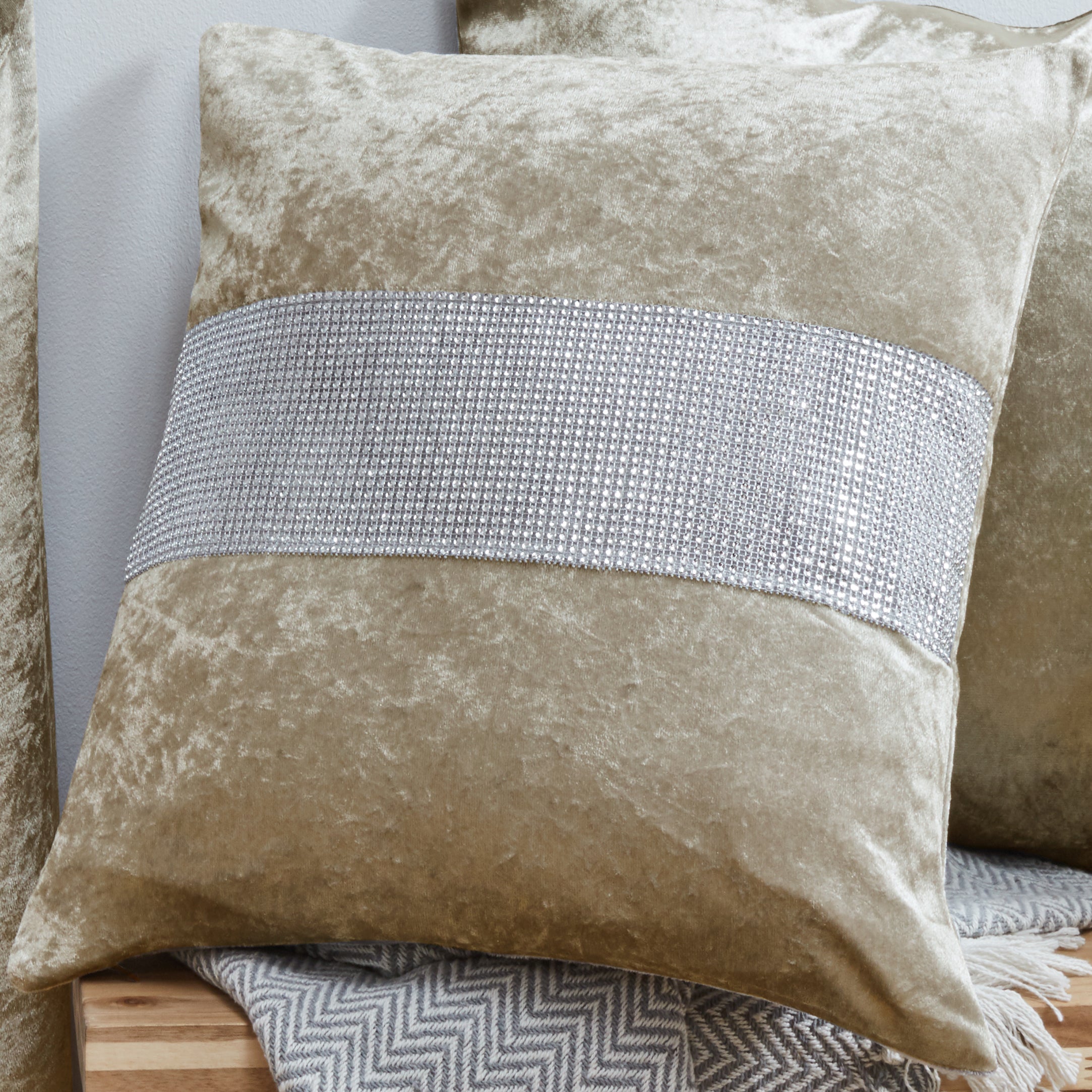 Crushed Velvet Diamante Cushion Covers 18 x 18"