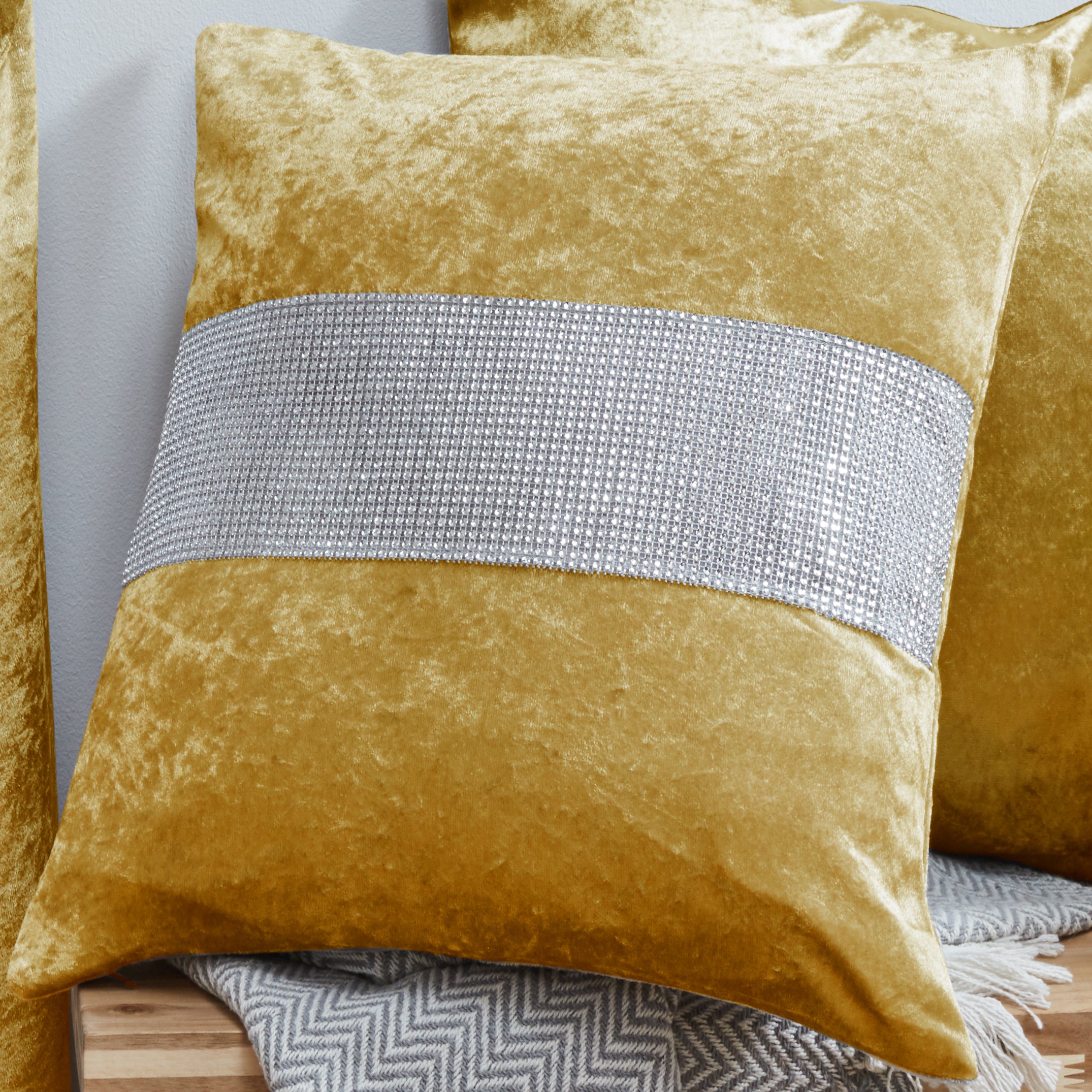 Crushed Velvet Diamante Cushion Covers 18 x 18"