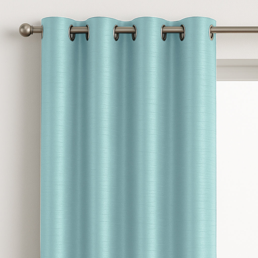 Faux Silk Eyelet Fully Lined Curtains (Duck Egg)