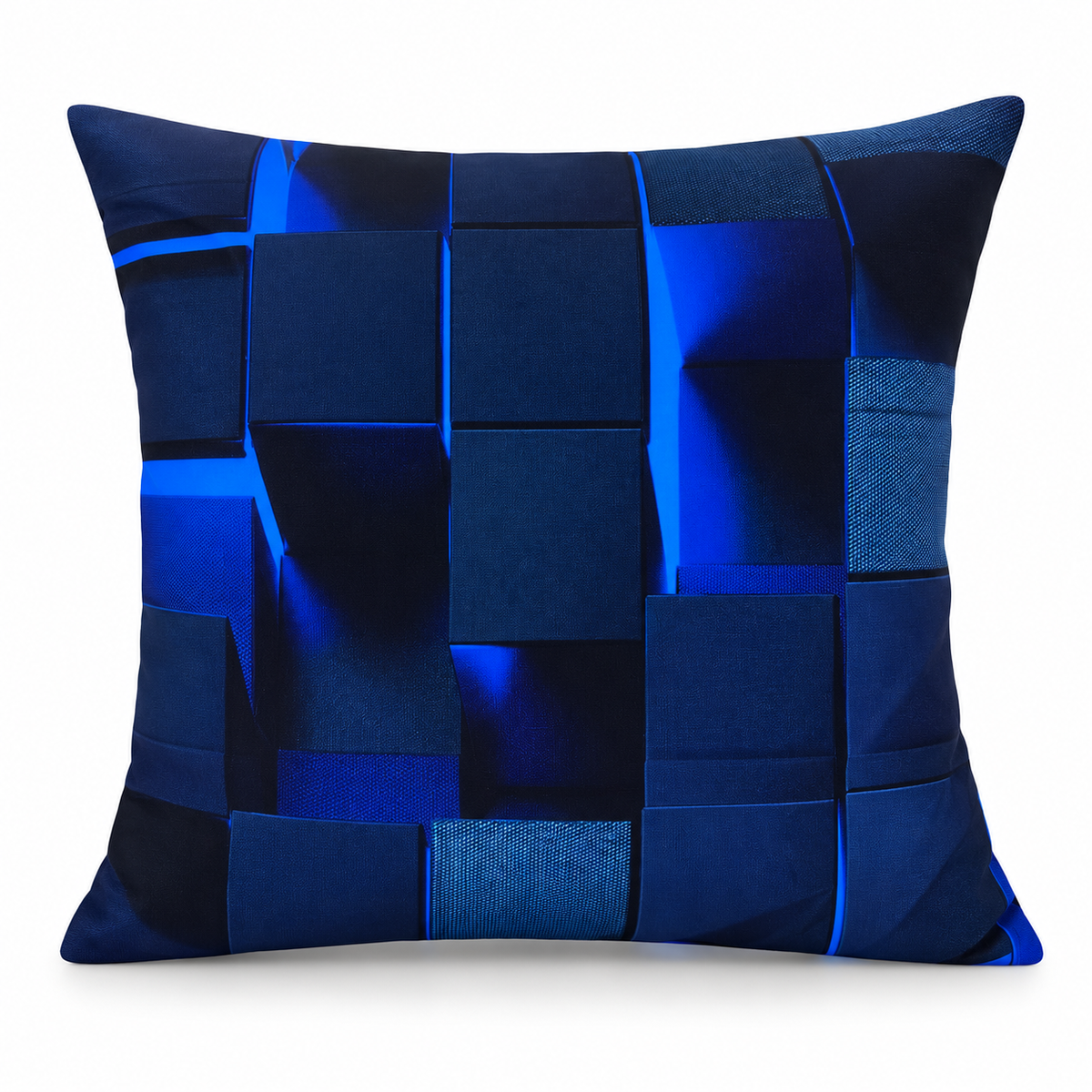 3D Gamer Digital Print Cushion Cover – Blue & Black – 18" × 18"
