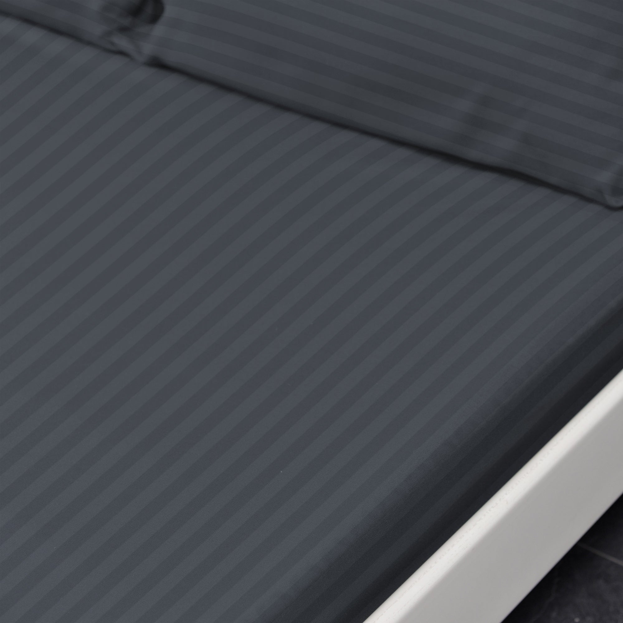 Striped Microfibre Fitted Bed Sheet (Grey)