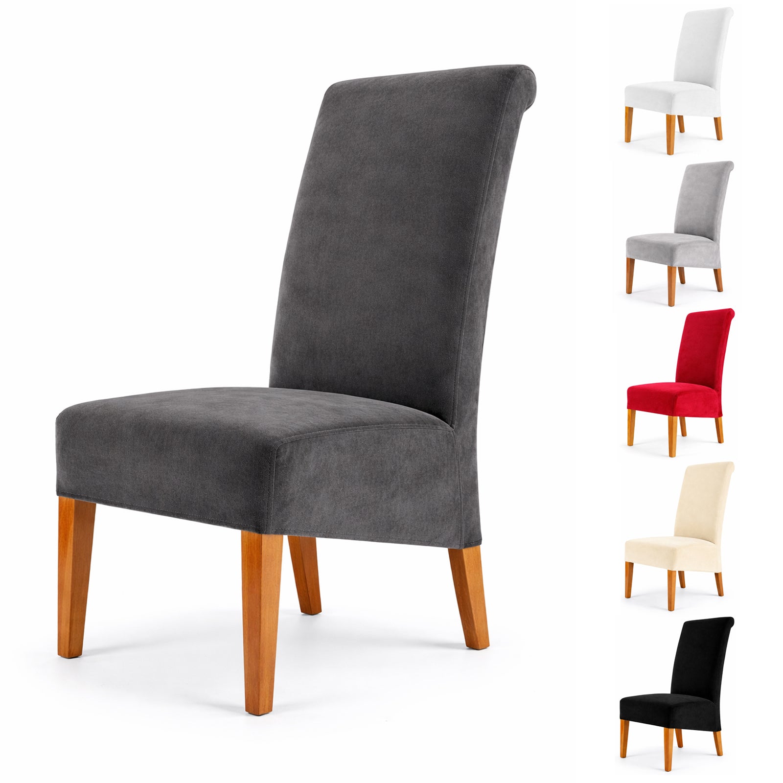 Stretch Velvet Dining Chair Covers (Multiple Colours)