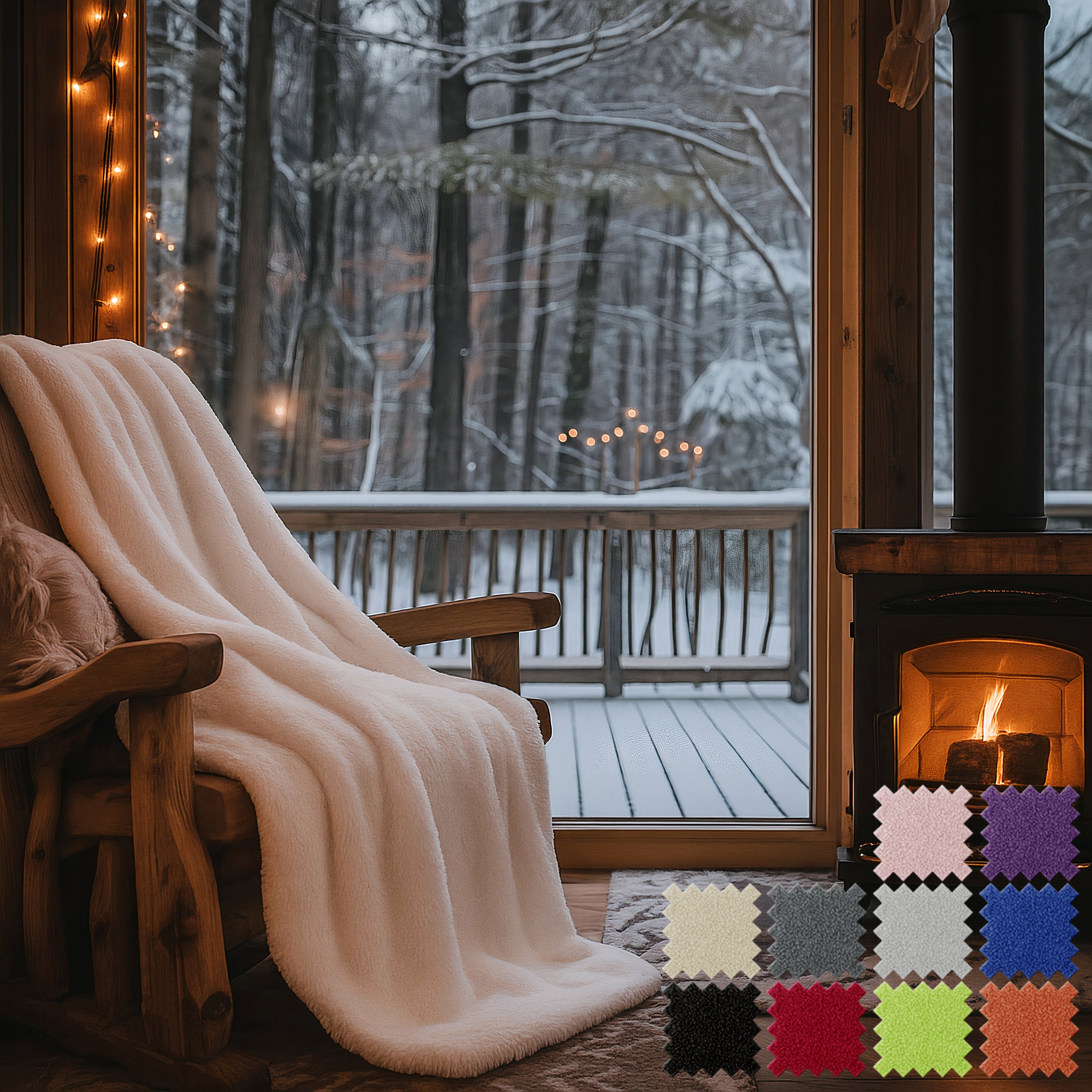 Teddy Fleece Throw (Aubergine)
