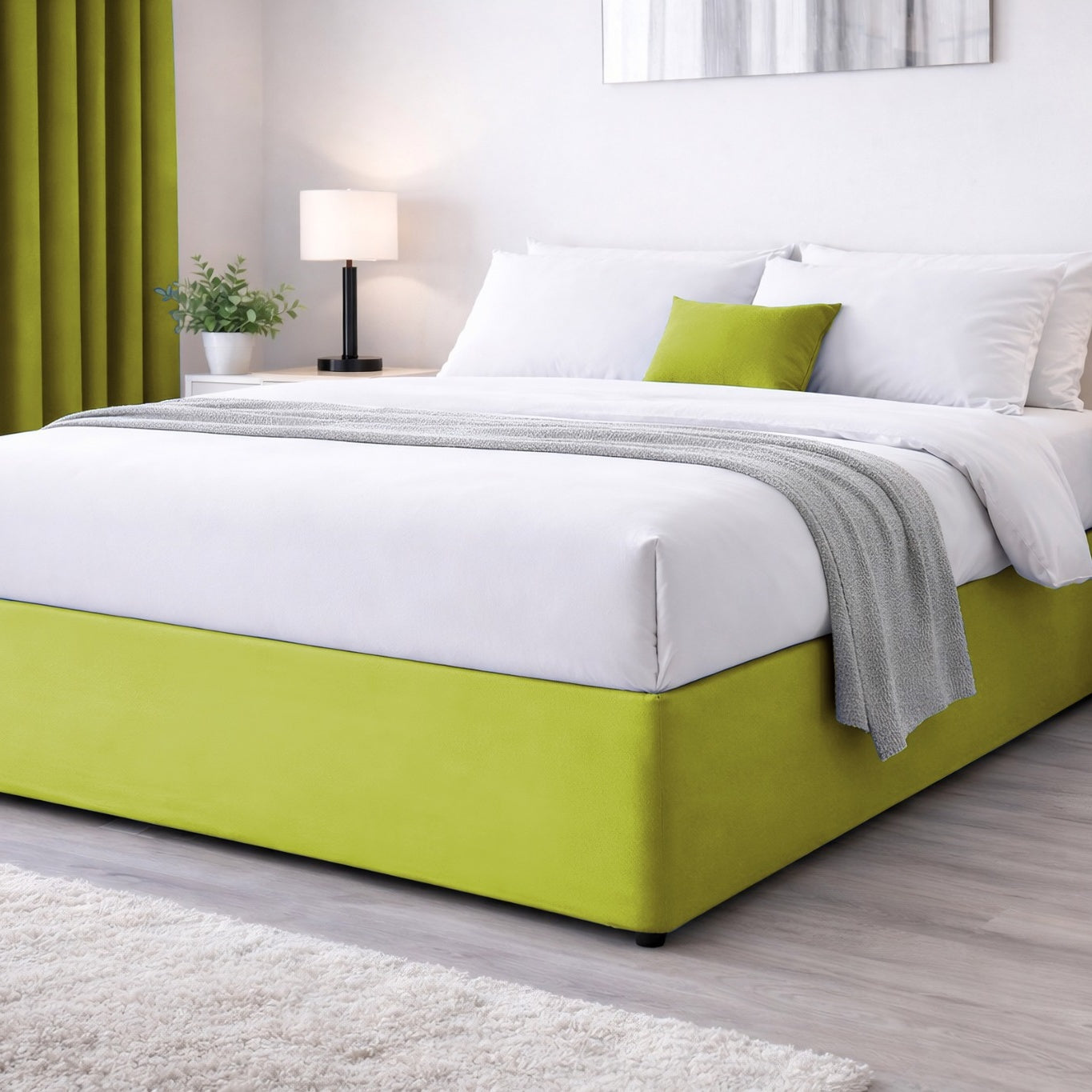 Elasticated Divan Bed Valance (Lime)