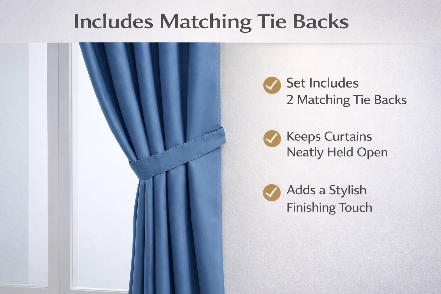 Thermal Blackout Ready Made Eyelet Curtains + Tie Backs (Blue)