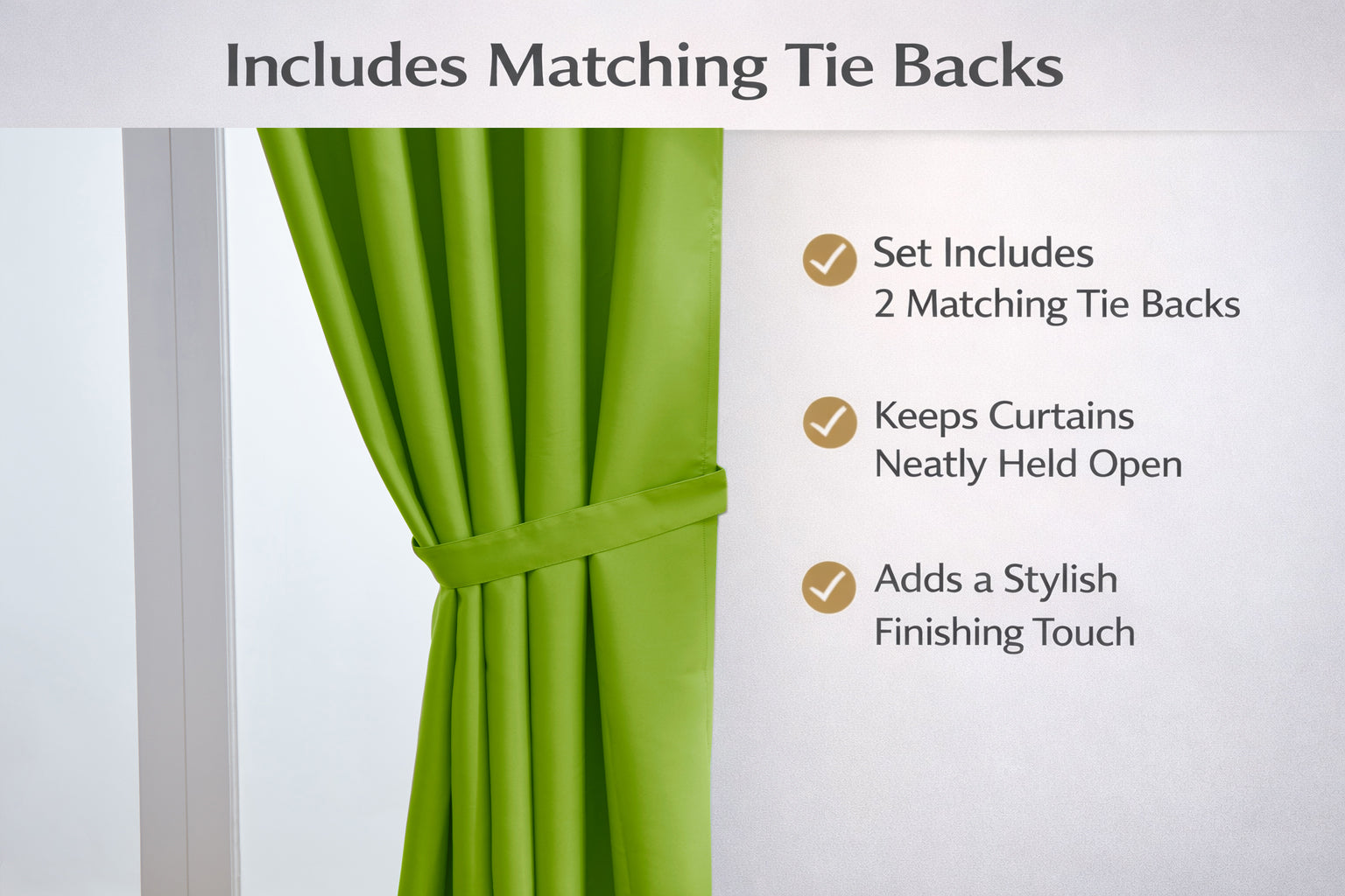 Thermal Blackout Ready Made Eyelet Curtains + Tie Backs (Lime)