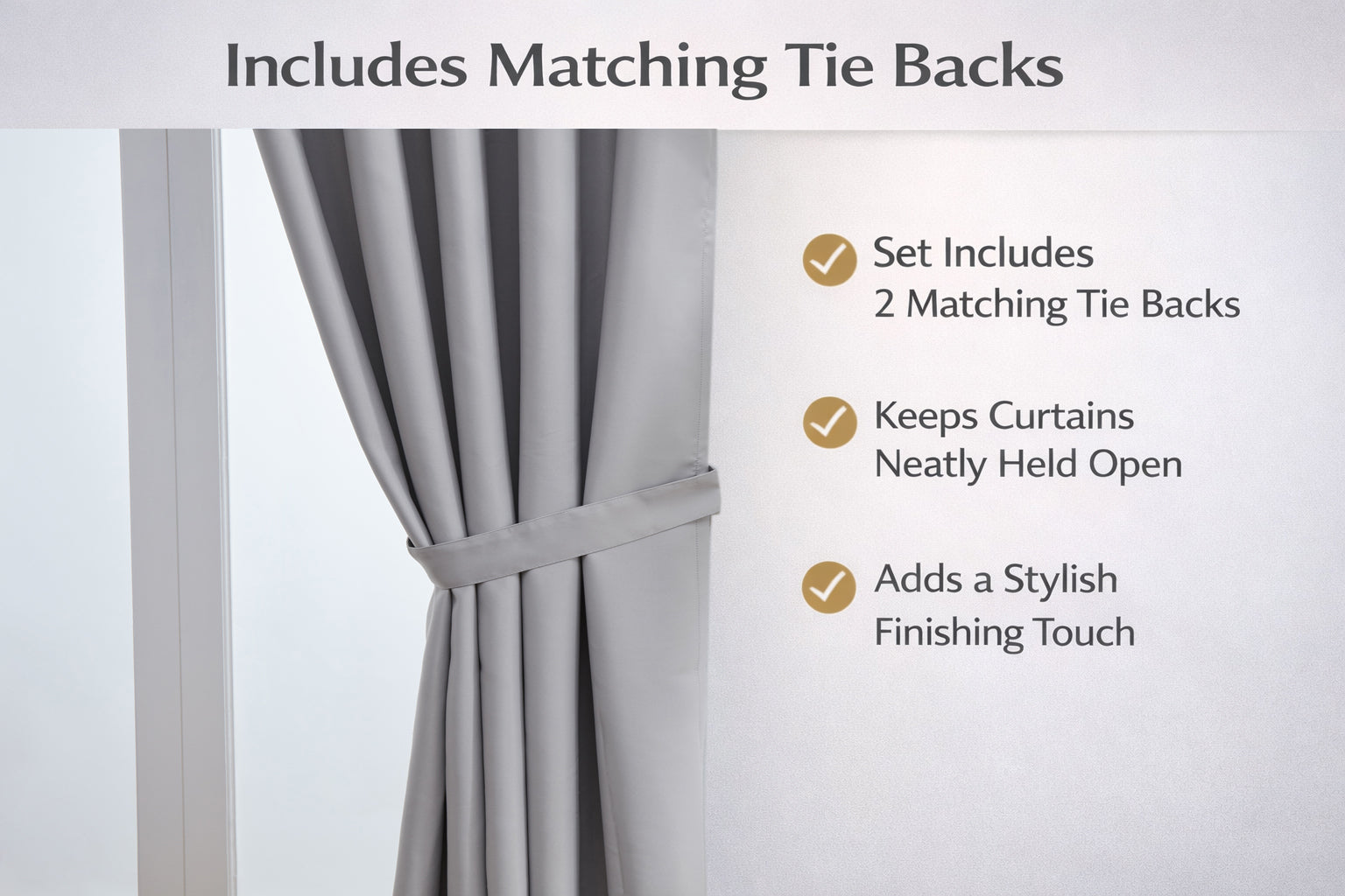 Thermal Blackout Ready Made Eyelet Curtains + Tie Backs (Silver)