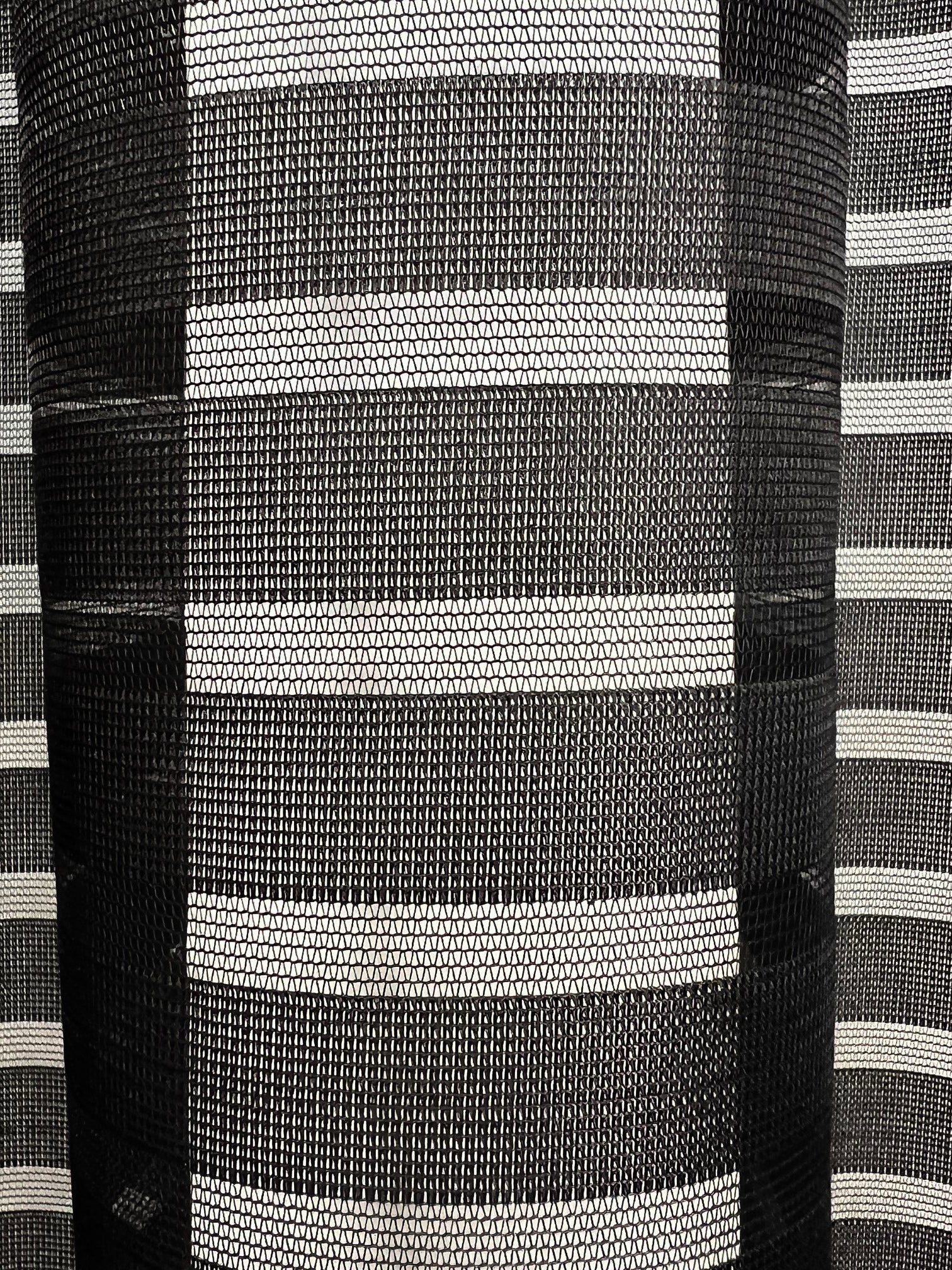 Paris Horizontal Stripe Black Net Curtain