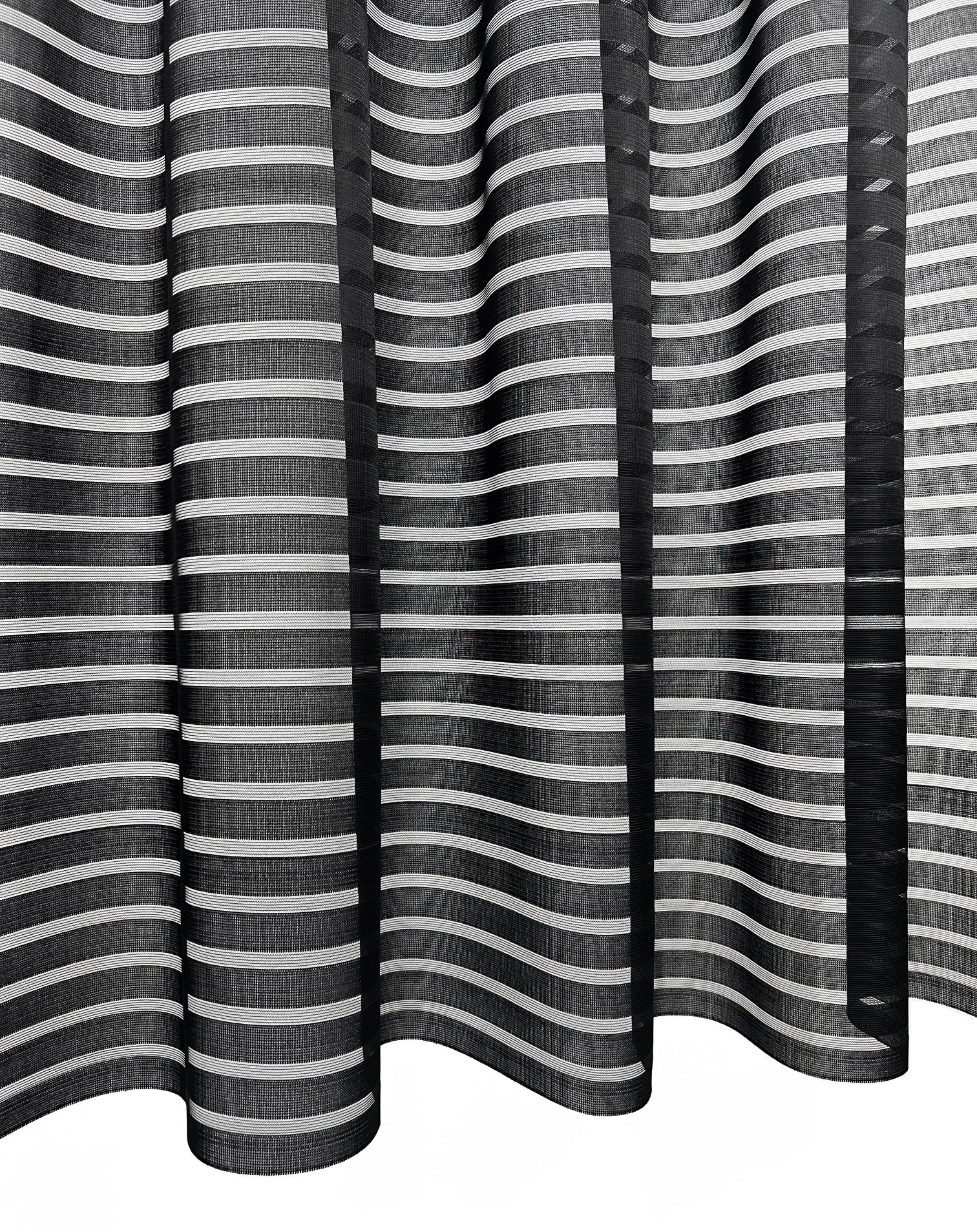 Paris Horizontal Stripe Black Net Curtain