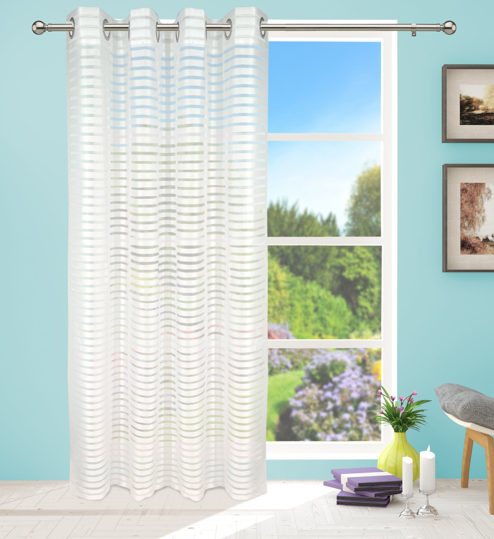 Paris Horizontal Striped Eyelet Panel