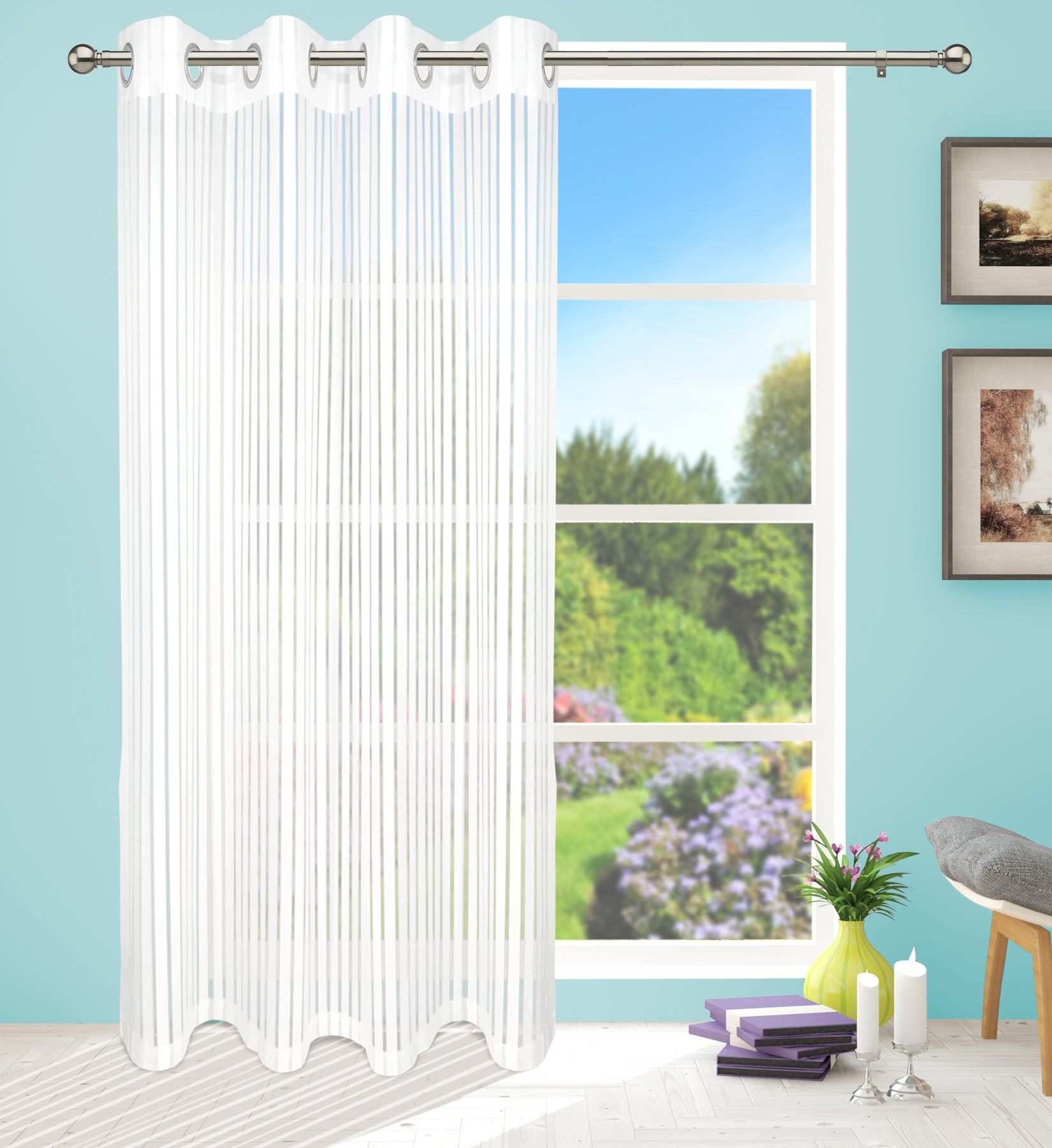 Paris Vertical Striped Eyelet Panel