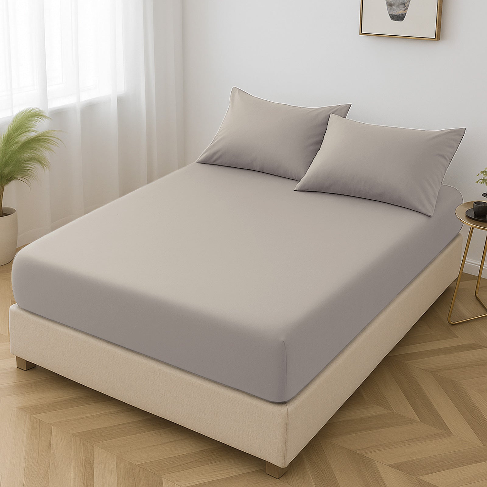 Microfibre Fitted Bed Sheet (Mink Stone)