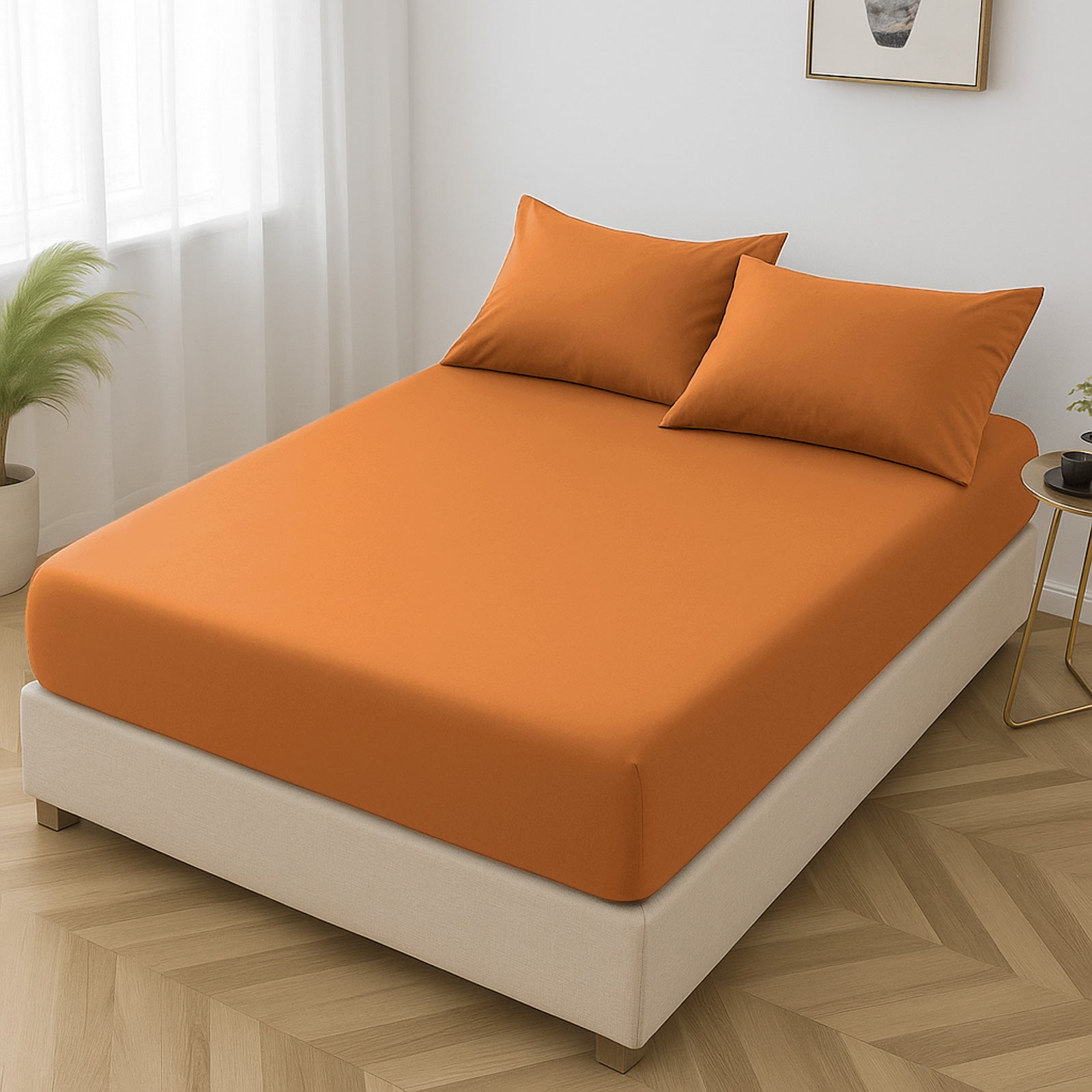 Microfibre Fitted Bed Sheet - Orange