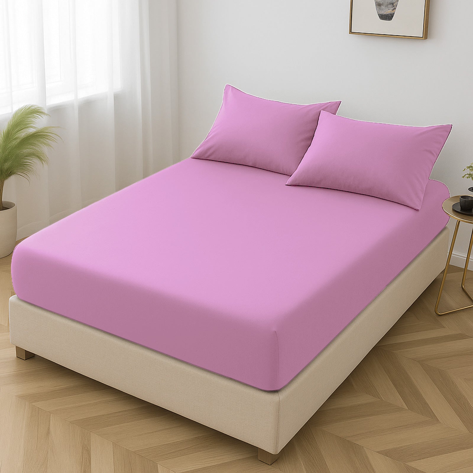 Microfibre Fitted Bed Sheet (Pink)