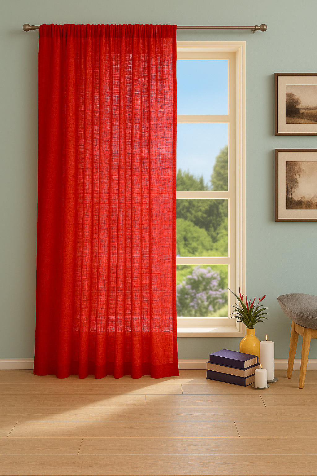'Mosul' Red Voile Panel