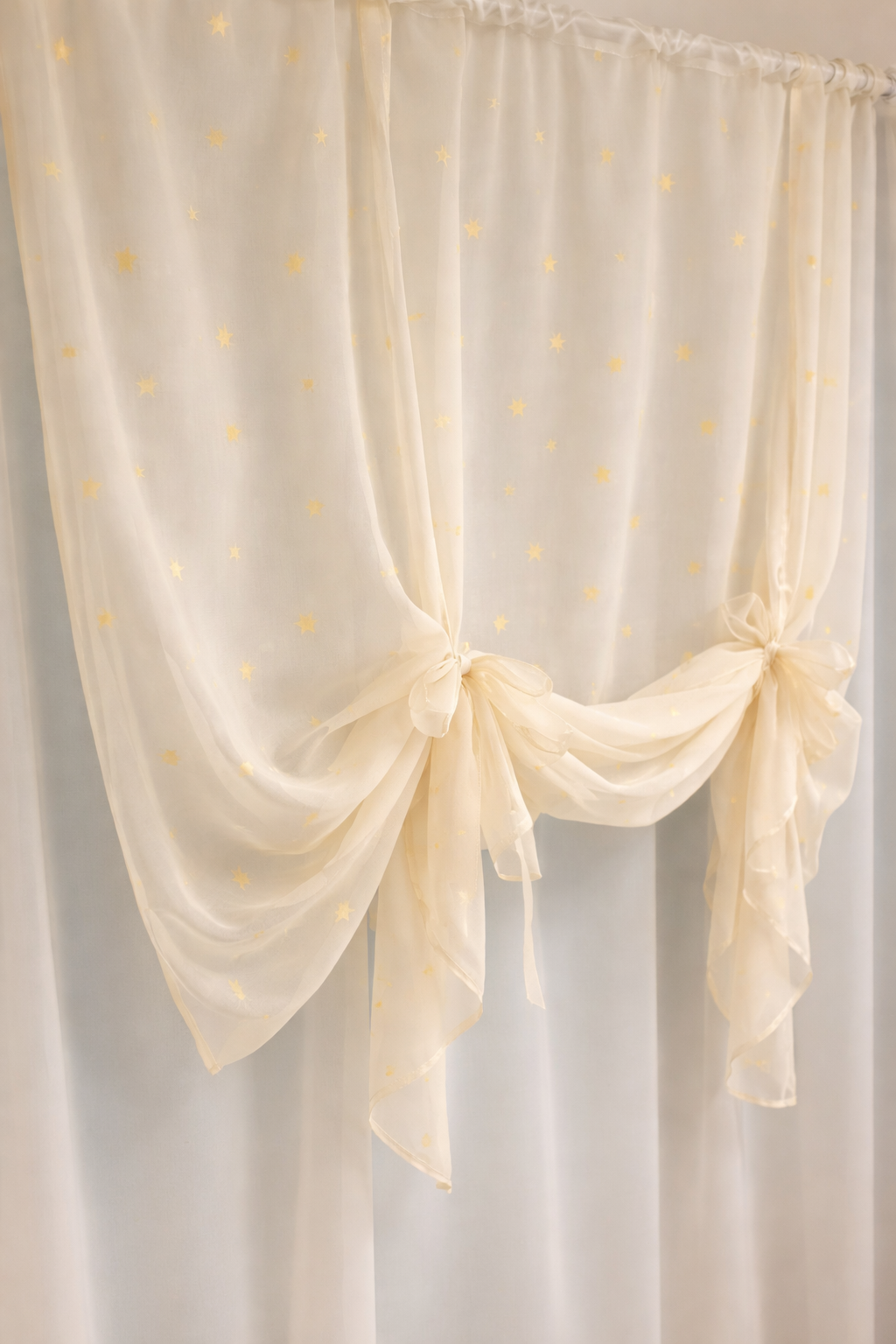 Star Voile Tie Blind (Cream, 59" Width x 54" Drop)