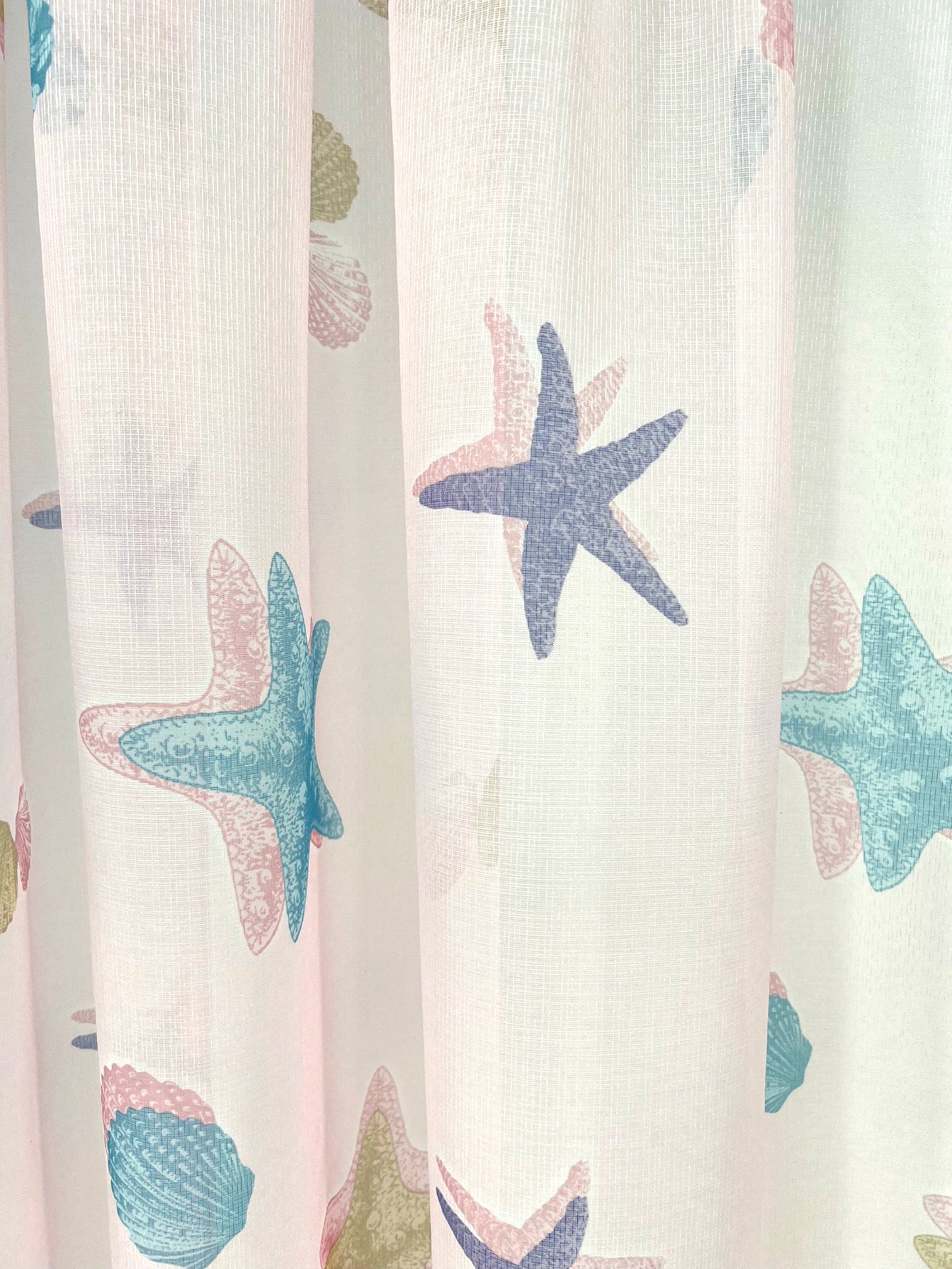Starfish Voile Panel With Rod Slot (Pink)
