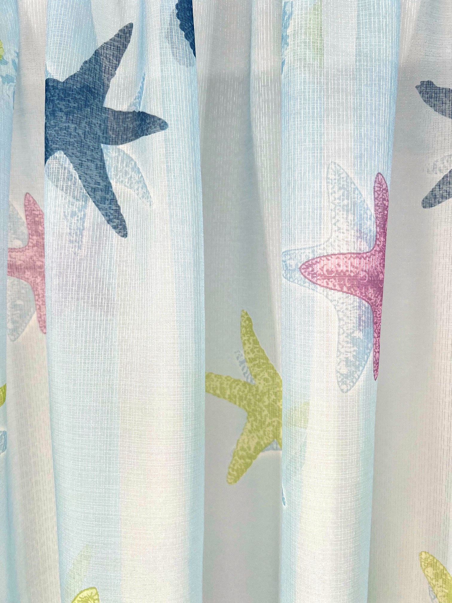 Starfish Voile Panel With Rod Slot (Blue)