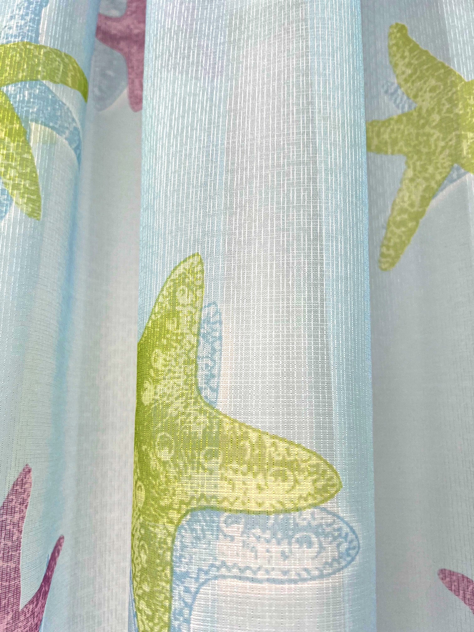 Starfish Voile Panel With Rod Slot (Blue)