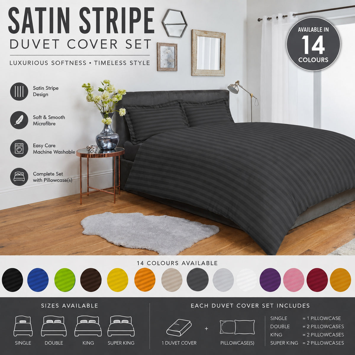 Stripes Duvet Cover Bedding Set With Pillowcase (Ochre)