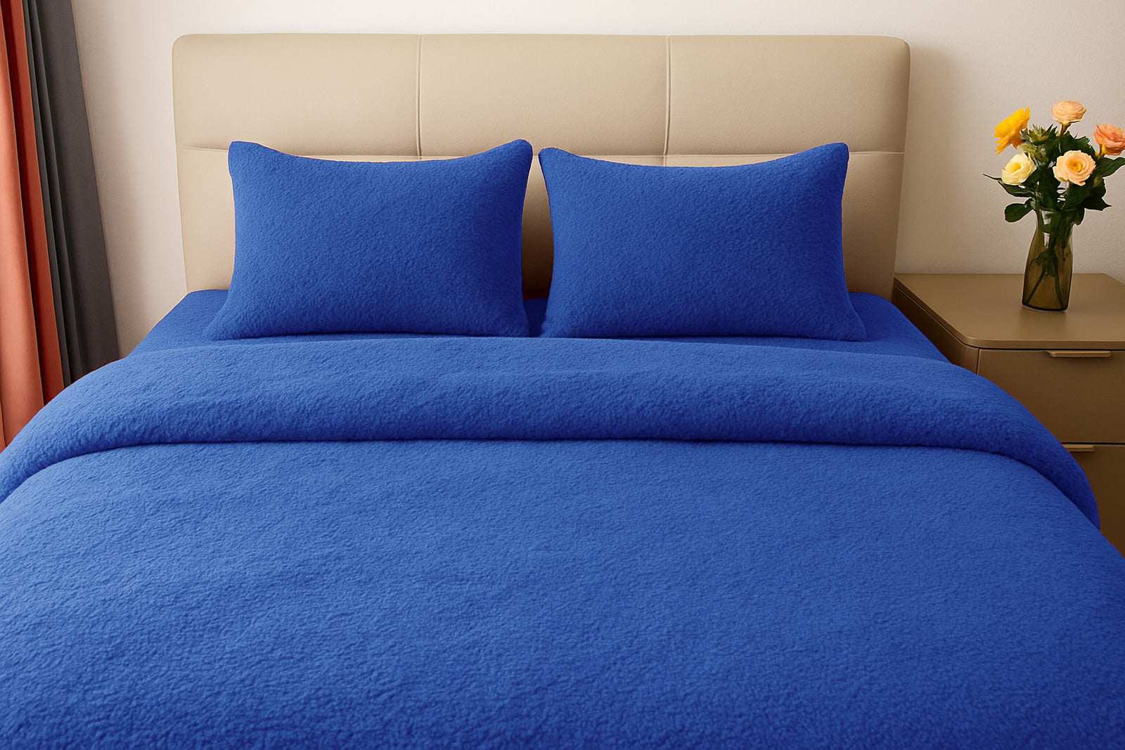 Teddy Fleece Duvet Cover And Pillowcase Set (Blue)