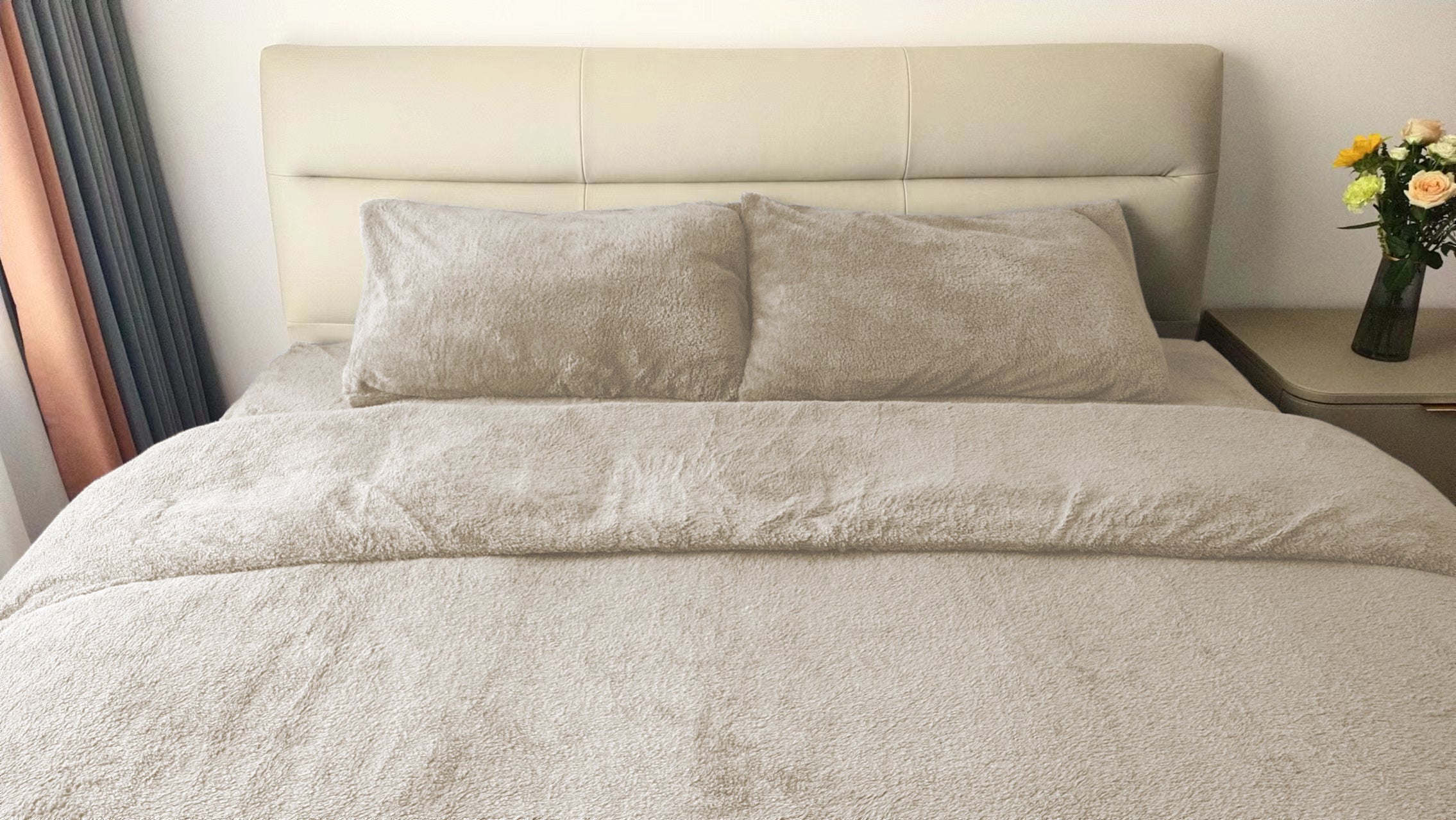Teddy Fleece Duvet Cover And Pillowcase Set (Cream)