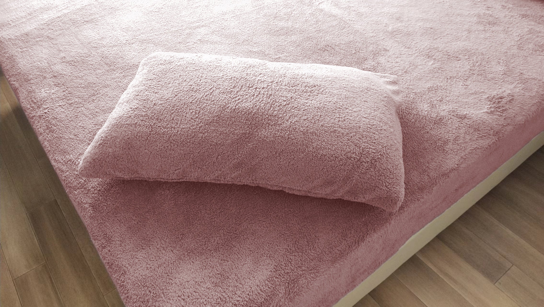 Teddy Fleece Duvet Cover And Pillowcase Set (Blush Pink)
