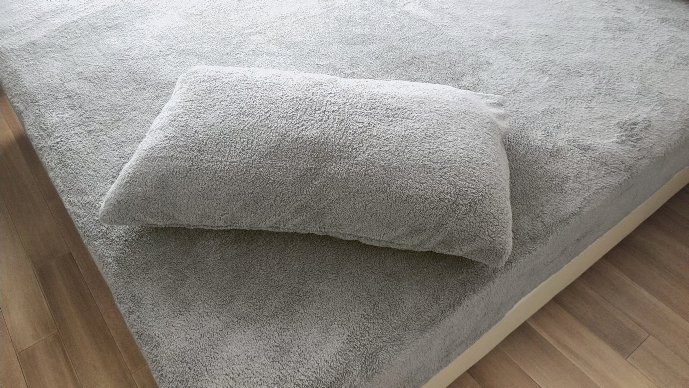 Teddy Fleece Duvet Cover And Pillowcase Set (Silver)