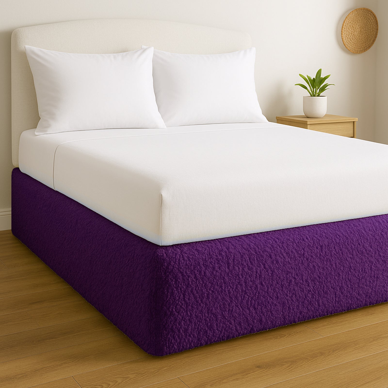 Teddy Fleece Elasticated Divan Bed Valance (Aubergine)