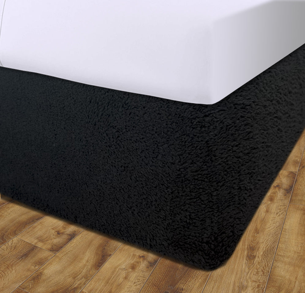 Teddy Fleece Elasticated Divan Bed Valance (Black)