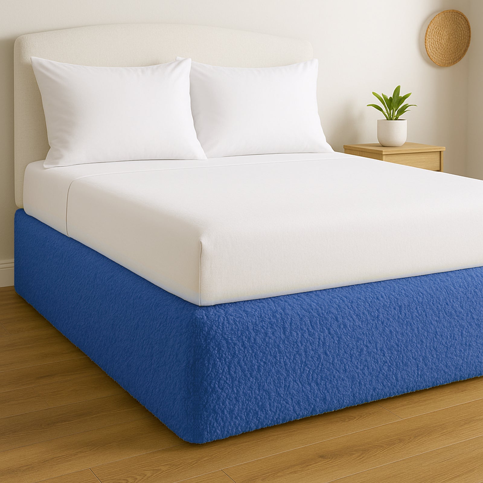 Teddy Fleece Elasticated Divan Bed Valance (Blue)