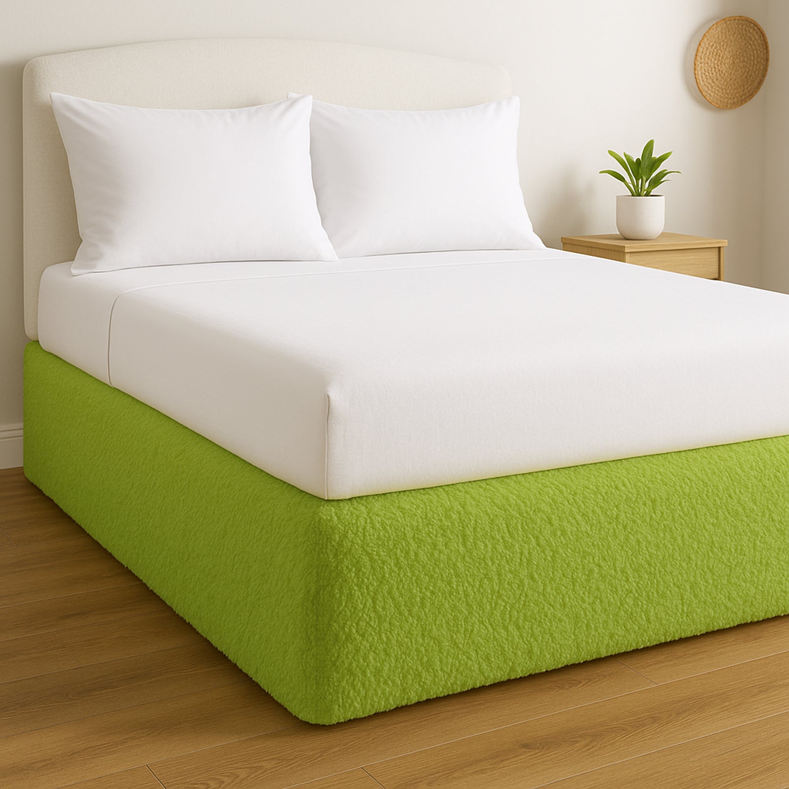 Teddy Fleece Elasticated Divan Bed Valance (Lime)