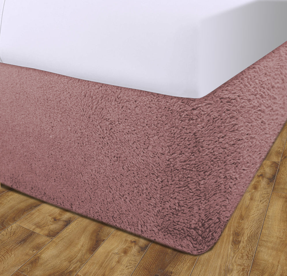 Teddy Fleece Elasticated Divan Bed Valance (Blush Pink)