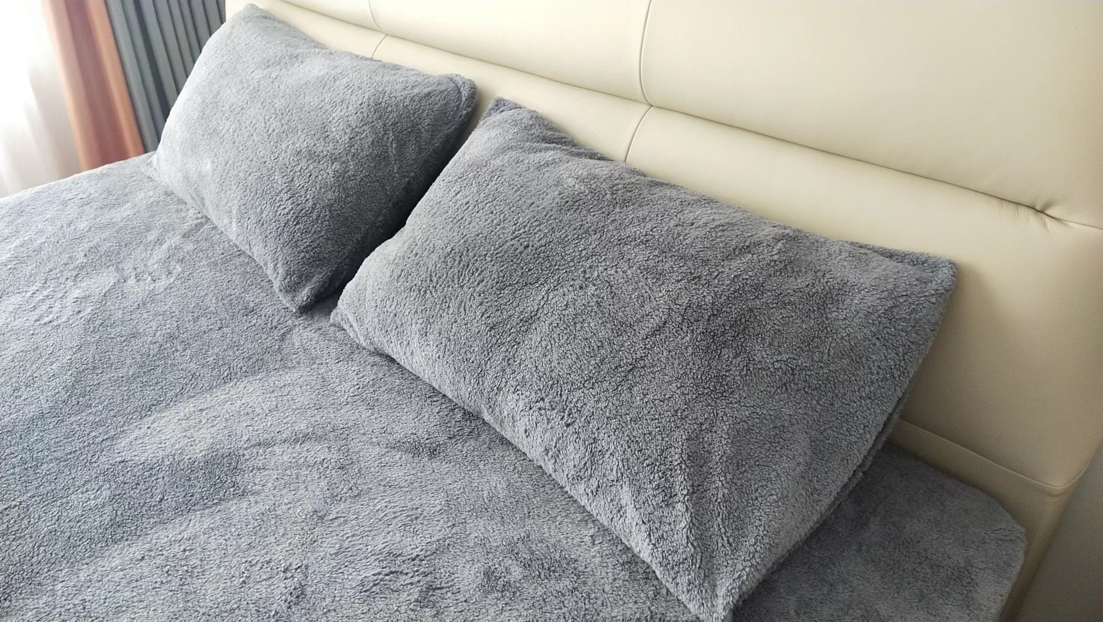 Teddy Fleece Duvet Cover And Pillowcase Set (Grey)